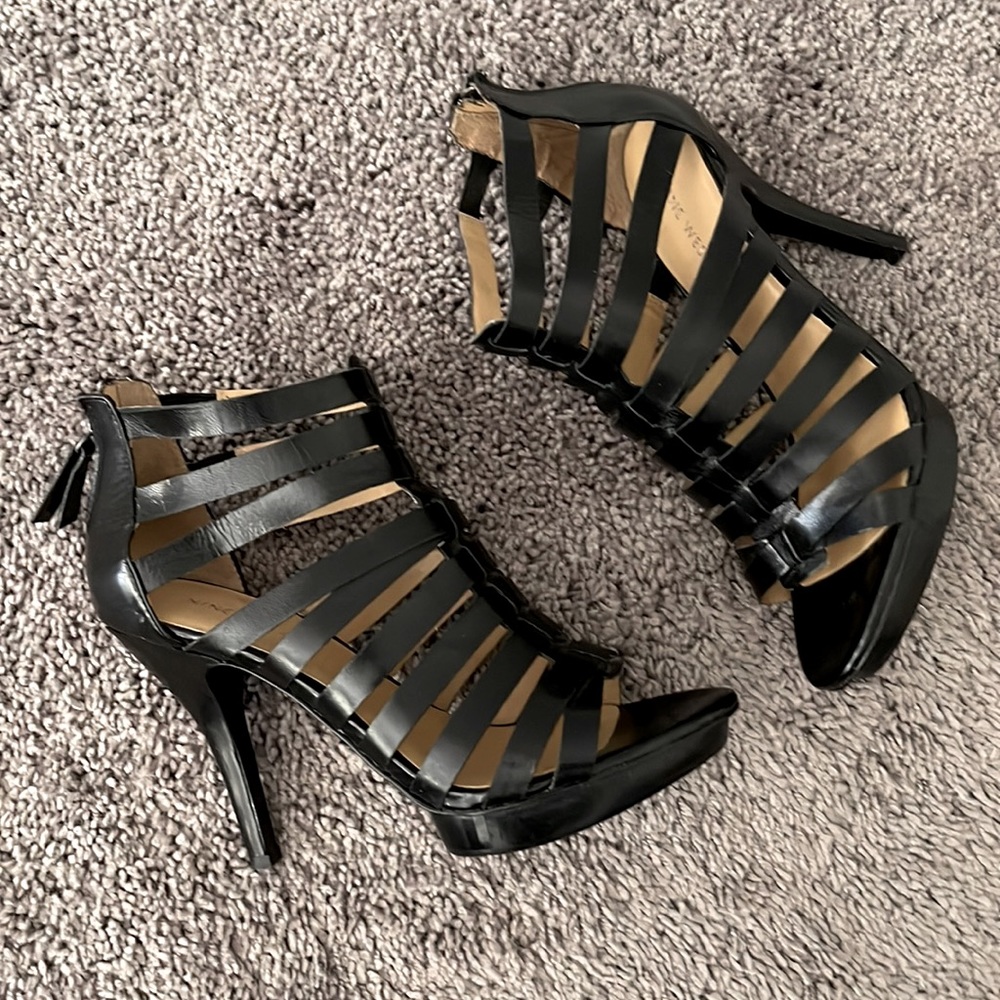 Nine West Black Strapped Heels